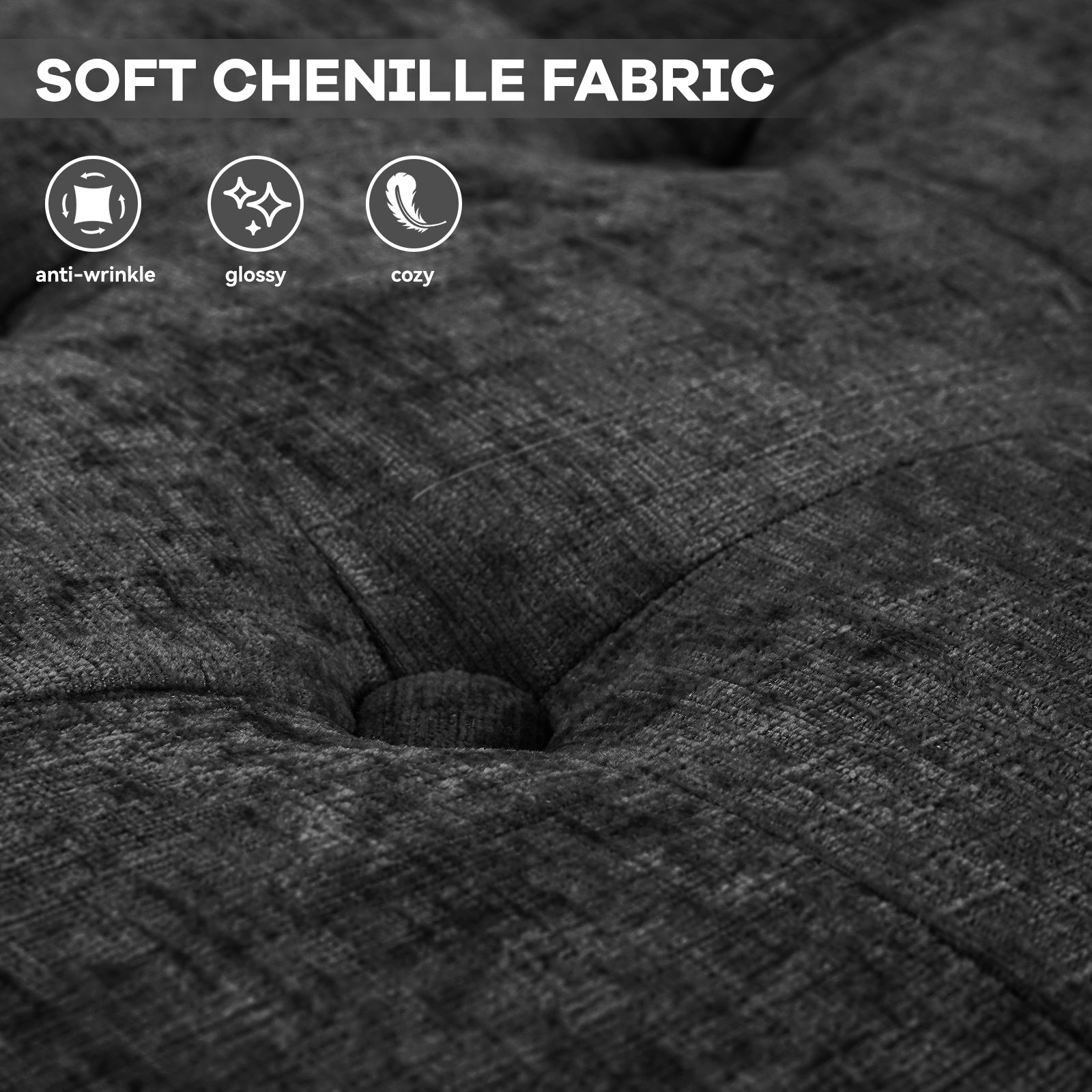 Versatile Lift-Top Ottoman, Multi-Function Storage Bench and Coffee Table in Chenille for Living Room or Bedroom, Easy-to-Assemble, Black