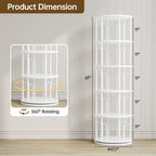 5 Tier Rotating Bookshelf Tower, 360° Spinning Bookcase, Vertical Floor Standing Revolving Bookshelf Organizer for Small Spaces, Corner, Living Room, Bedroom, White