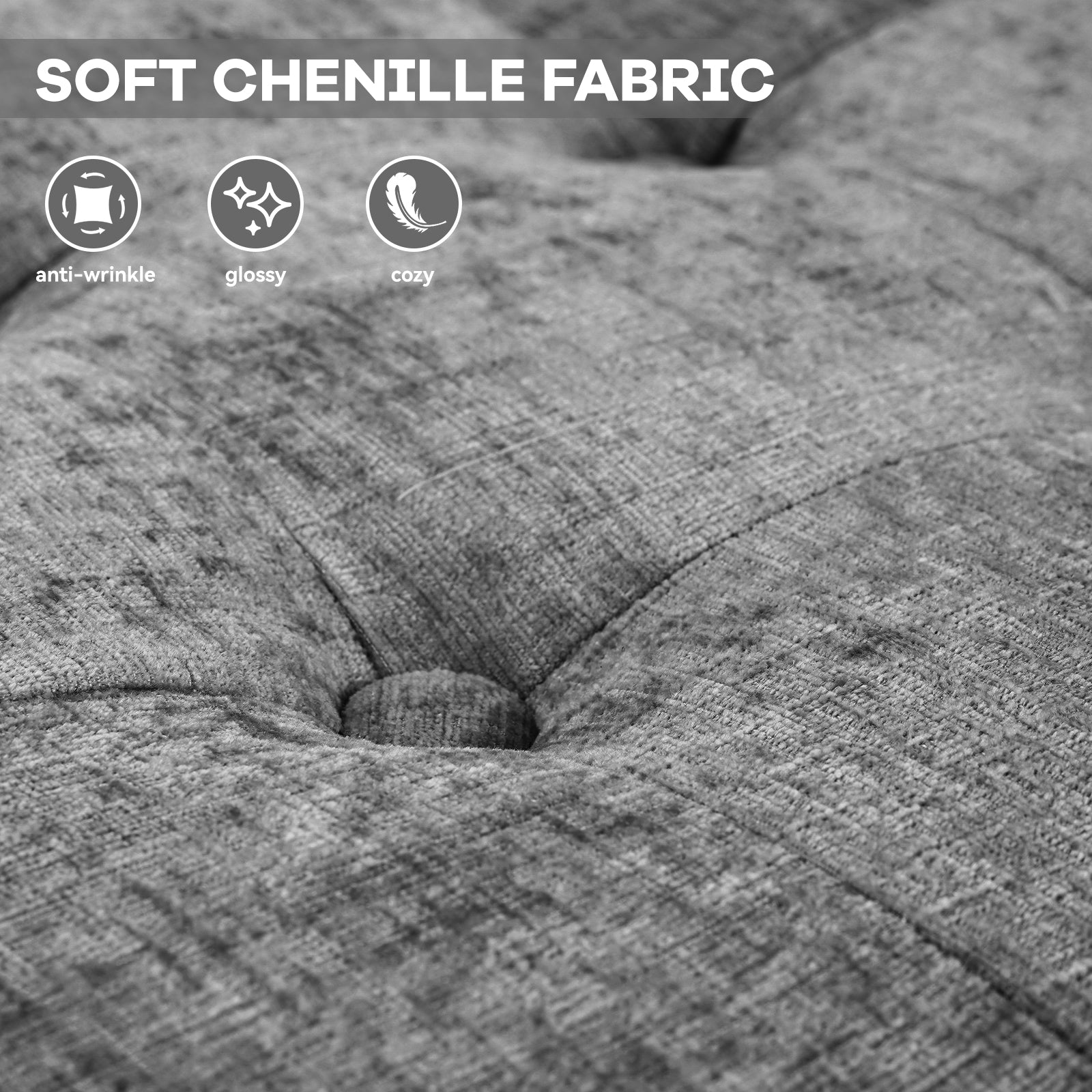Versatile Lift-Top Ottoman, Large Storage Coffee Table in Chenille for Living Room or Bedroom, Easy-to-Assemble, Dark Grey