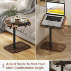 Sofa Couch Arm Table Tv Tray Small Bed Stand C Shaped Side End Tables for Living Room, Bedroom, Bedside Rustic