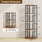 4 Tier Rotating Bookshelf Tower, 360° Spinning Bookcase, Vertical Floor Standing Revolving Bookshelf Organizer for Small Spaces, Corner, Living Room, Bedroom, Rustic Brown
