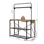 Kitchen Island with Storage, 3-Tier Bakers Rack with Power Outlet, Microwave Stand with 8 Hooks, 1.2" Thickened Tabletop, Large Coffee Bar Table, Vintage Brown, 47"x28"x71"
