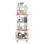 4 Tier Rotating Bookshelf with Brake Wheels, 360° Spinning Bookcase, Vertical Floor Standing Revolving Bookshelf Organizer for Small Spaces, Corner, Living Room, Bedroom, White