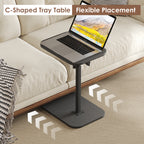 Sofa Couch Arm Table Tv Tray Small Bed Stand C Shaped Side End Tables for Living Room, Bedroom, Bedside Black