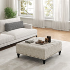 Versatile Lift-Top Ottoman, Multi-Function Storage Bench and Coffee Table in Chenille for Living Room or Bedroom, Easy-to-Assemble, Pure White