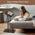 Sofa Couch Arm Table Tv Tray Small Bed Stand C Shaped Side End Tables for Living Room, Bedroom, Bedside Walnut