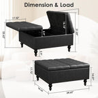 Versatile Lift-Top Ottoman, Multi-Function Storage Bench and Coffee Table in Leather for Living Room or Bedroom, Easy-to-Assemble, Black