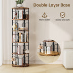 5 Tier Rotating Bookshelf Tower, 360° Spinning Bookcase, Vertical Floor Standing Revolving Bookshelf Organizer for Small Spaces, Corner, Living Room, Bedroom, Rustic Brown