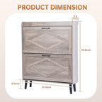 3-Tier Shoe Rack Organizer Entryway, Shoe Storage Cabinet with 2 Flip Drawers, Open Shelves, for Hallway, Grey