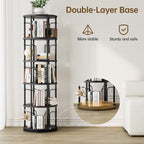5 Tier Rotating Bookshelf Tower, 360° Spinning Bookcase, Vertical Floor Standing Revolving Bookshelf Organizer for Small Spaces, Corner, Living Room, Bedroom, Black