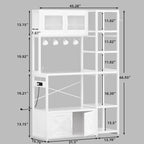 Bakers Rack with Storage Cabinet, 5-Tier Coffee Bar with Power Outlet and LED Lights, Industrial Microwave Oven Stand with Shelves, Kitchen Storage Shelf, White