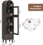 71" Tall Arched Storage Cabinet with Acrylic Doors, Display Cabinet with Drawer, Kitchen Versatile Pantry, Top-Opening Storage Container for Living Room, Black