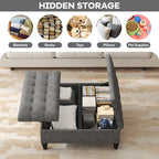 Versatile Lift-Top Ottoman, Large Storage Coffee Table in Chenille for Living Room or Bedroom, Easy-to-Assemble, Dark Grey