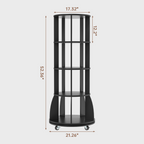 4 Tier Rotating Bookshelf with Brake Wheels, 360° Spinning Bookcase, Vertical Floor Standing Revolving Bookshelf Organizer for Small Spaces, Corner, Living Room, Bedroom, Black
