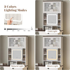 3 in 1 Small Vanity Desk with Mirror and Light, Makeup Vanity Table with Drawers for Small Space, Compact Mini Corner Vanity Set Dressing Table