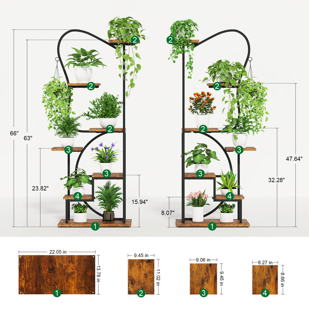 Plant Stand Indoor with Grow Lights - 67" Butterfly-Shaped Metal Shelf, 7-Tier Tall Plant Stands, Ladder-Style Display Rack for Living Room, Patio, or Balcony, 2 Pack