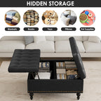 Versatile Lift-Top Ottoman, Multi-Function Storage Bench and Coffee Table in Leather for Living Room or Bedroom, Easy-to-Assemble, Black