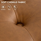 Square Leather Ottoman with Storage, Coffee Table Ottoman with Lift Top, Large Upholstered Footrest Storage, Brown