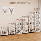 6 Tier Rotating Bookshelf with Locking Casters, 360° Spinning Vertical Bookcase, Revolving Floor Standing Organizer for Small Spaces, Corner, Living Room, Bedroom, White