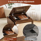 C Shaped End Table for Couch, C Side Table with Convertible Desktop, Folding Tray & Lockable Wheels, 360° Swivel TV Tray Table, Couch Tables That Slide Under, for Living Room, Bedroom, Sofa, Walnut