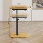 Sofa Couch Arm Table Tv Tray Small Bed Stand C Shaped Side End Tables for Living Room, Bedroom, Natural