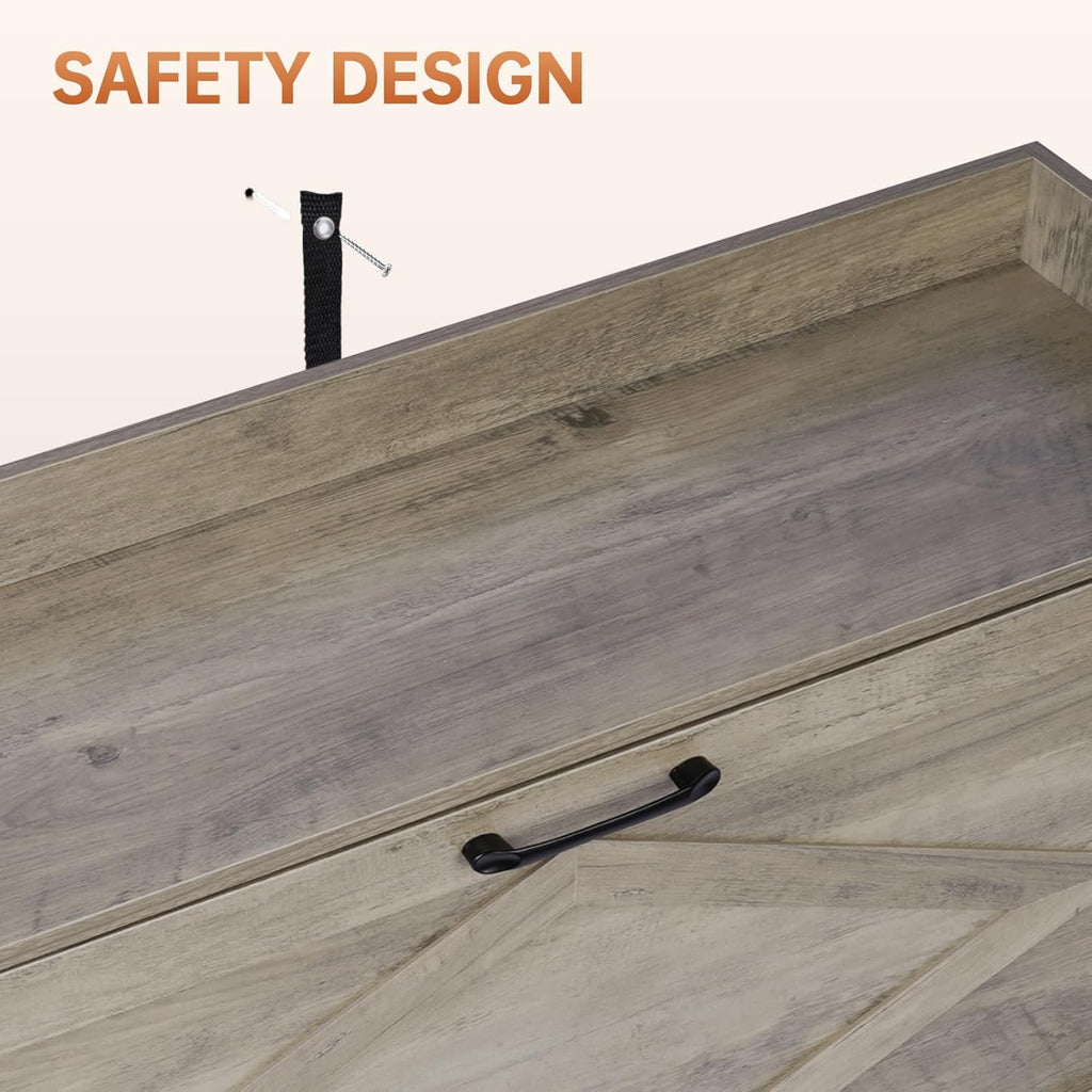 3-Tier Shoe Rack Organizer Entryway, Shoe Storage Cabinet with 2 Flip Drawers, Open Shelves, for Hallway, Grey