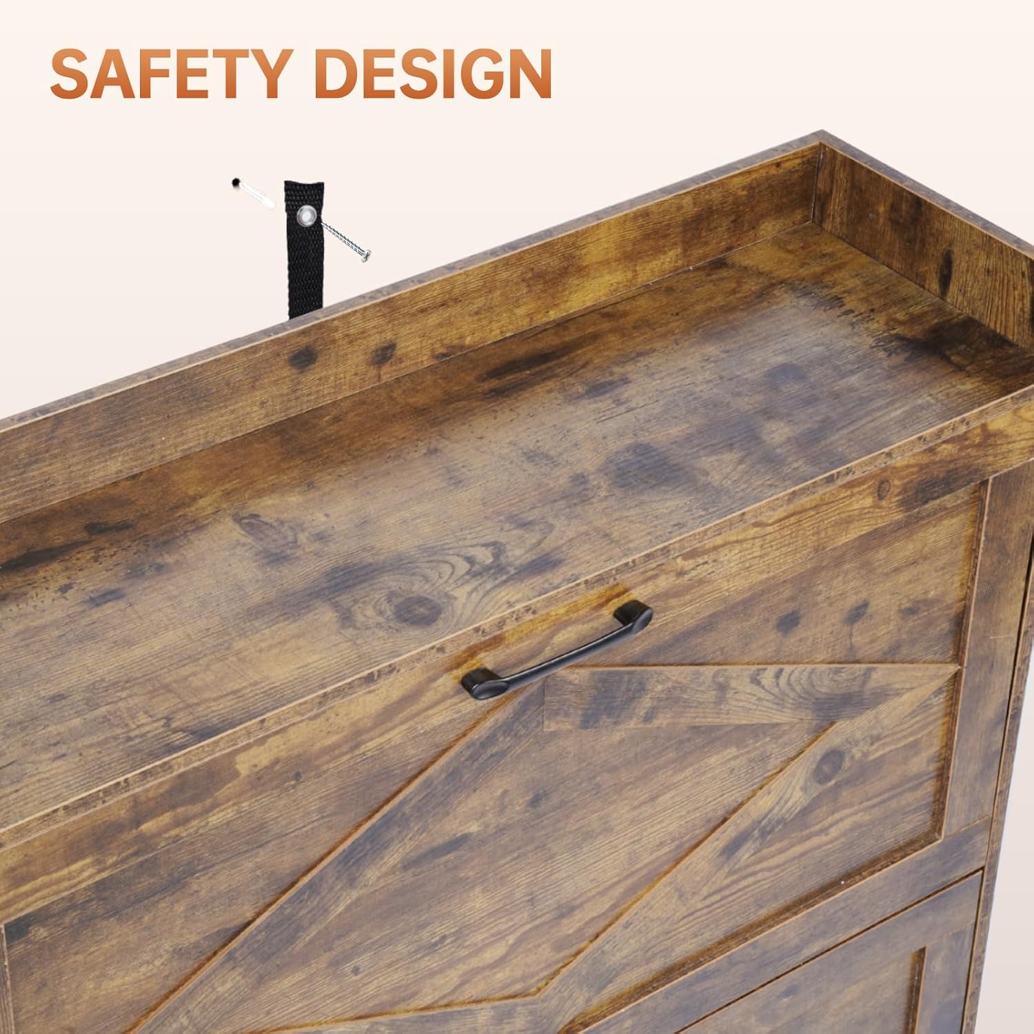 Farmhouse Entryway Shoe Storage Cabinet with 2 Flip Drawers, Shoe Rack Organizer for Hallway, Rustic Wood Furniture with Open Shelves