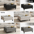Versatile Lift-Top Ottoman, Multi-Function Storage Bench and Coffee Table in Chenille for Living Room or Bedroom, Easy-to-Assemble, Pure White