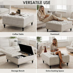 Versatile Lift-Top Ottoman Coffee Table, Multi-Function Storage Bench and Foot Rest in Leather for Living Room or Bedroom, Easy-to-Assemble, White