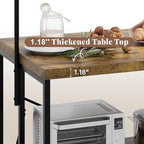 Kitchen Island with Storage, 3-Tier Bakers Rack with Power Outlet, Microwave Stand with 8 Hooks, 1.2" Thickened Tabletop, Large Coffee Bar Table, Vintage Brown, 47"x28"x71"
