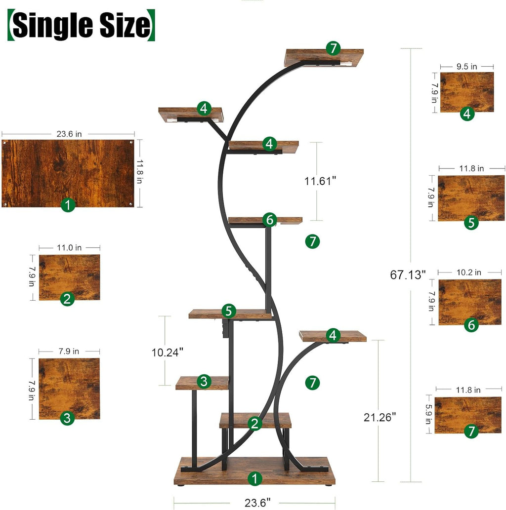 S Shaped Plant Stand Indoor with Grow Lights - Tier Plant Shelf, Multi Display for Indoor Plants, Ideal for Living Room, Patio, or Balcony, 2 Pack