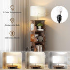 4 Tier Rotating Bookshelf with Light, 360° Spinning Bookcase Tower, Vertical Floor Standing Revolving Bookshelf Organizer for Small Spaces, Corner, Living Room, Bedroom, Rustic Brown
