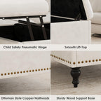 Versatile Lift-Top Ottoman Coffee Table, Multi-Function Storage Bench and Foot Rest in Leather for Living Room or Bedroom, Easy-to-Assemble, White