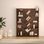 5-Tier Large Wooden Tree Bookshelf, 71" Tall Bookcase Organizer, Storage Rack with Open Shelves for Living Room, Bedroom, Home Office, Rustic Brown