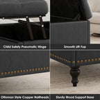 Versatile Lift-Top Ottoman, Multi-Function Storage Bench and Coffee Table in Leather for Living Room or Bedroom, Easy-to-Assemble, Black