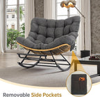 Egg Chair Wicker Outdoor Chairs, Oversized Patio Lounger Chair with Water Resistant PE Rattan, Adjustable Footstool, and Cushioned Comfort for Porch Garden Living Room Chrismas,Dark Grey