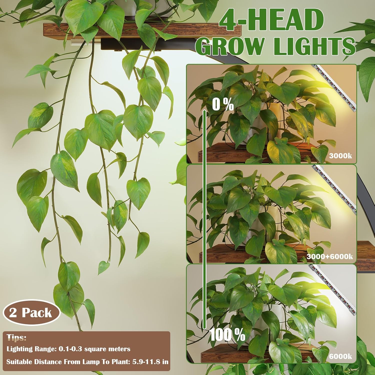 S Shaped Plant Stand Indoor with Grow Lights - Tier Plant Shelf, Multi Display for Indoor Plants, Ideal for Living Room, Patio, or Balcony, 2 Pack