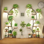 S Shaped Plant Stand Indoor with Grow Lights - Tier Plant Shelf, Multi Display for Indoor Plants, Ideal for Living Room, Patio, or Balcony, 2 Pack