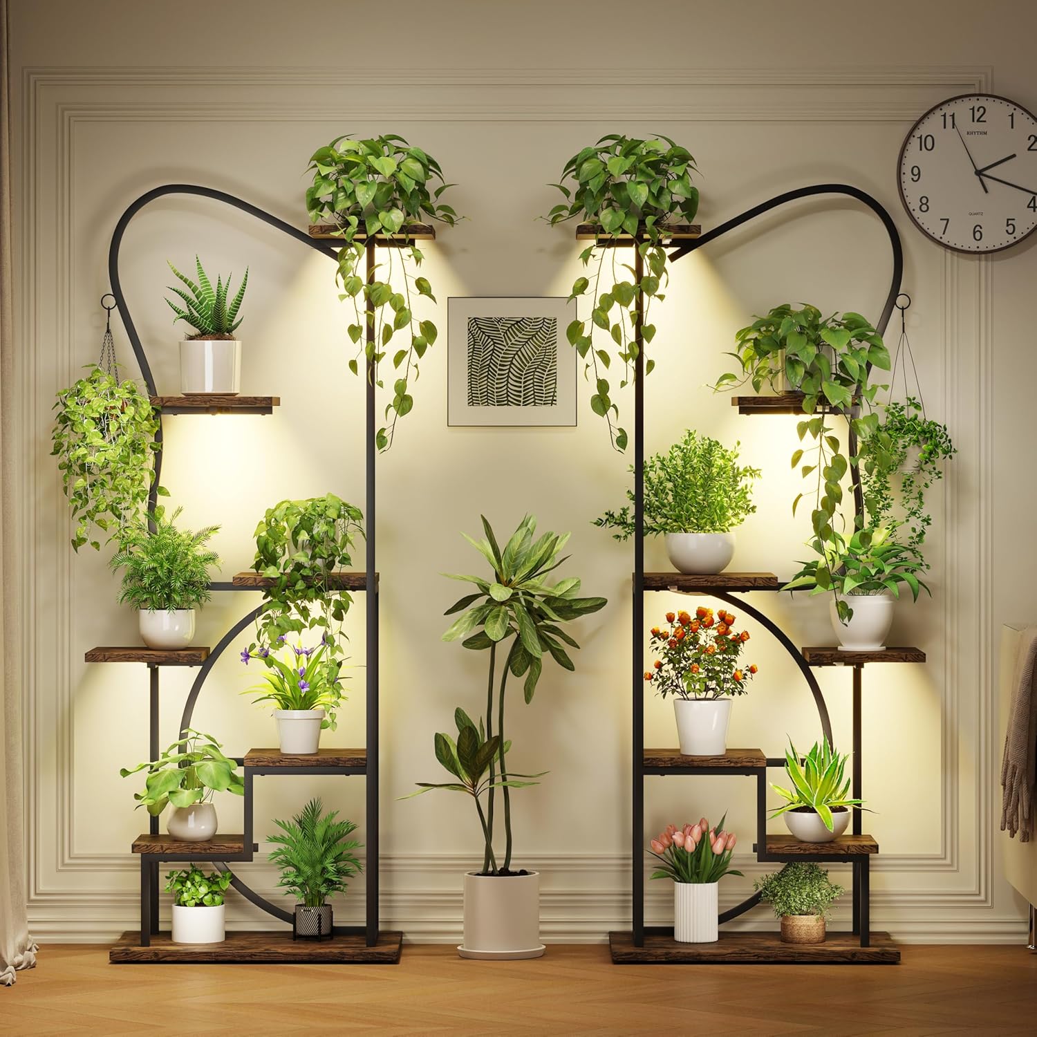 Plant Stand Indoor with Grow Lights - 67" Butterfly-Shaped Metal Shelf, 7-Tier Tall Plant Stands, Ladder-Style Display Rack for Living Room, Patio, or Balcony, 2 Pack